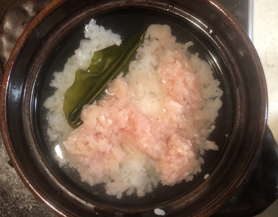 鶏そぼろお粥と土鍋